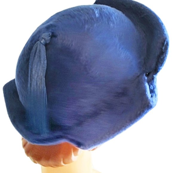 Royal Blue 1950s True Vintage Felt Hat With A Small Turned Up Brim And A Tassel - Picture 4 of 6